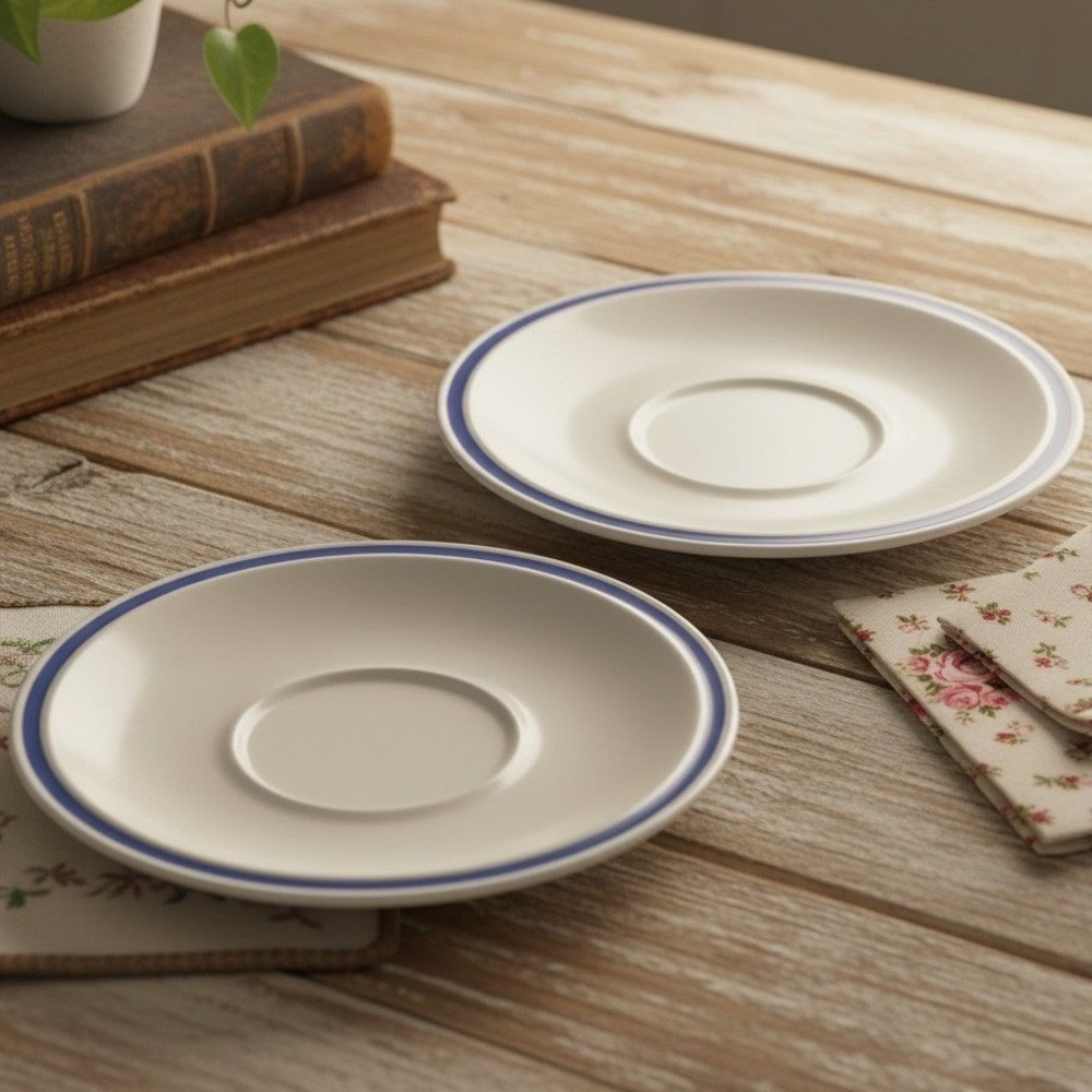 Vintage Genuine Stoneware Saucers Plates Japan Set of 2